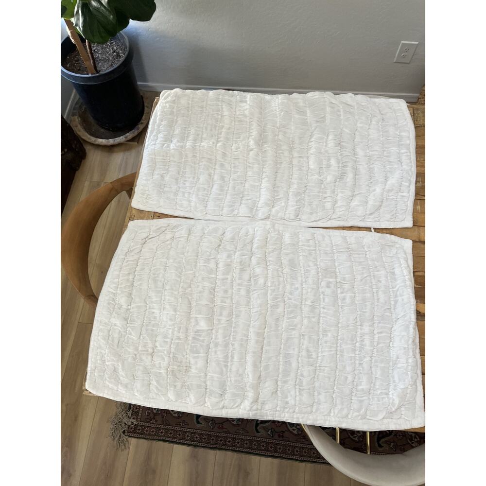Amity Home Cotton Ruched Quilted Pillow Sham Set 21x36" Cottagecore